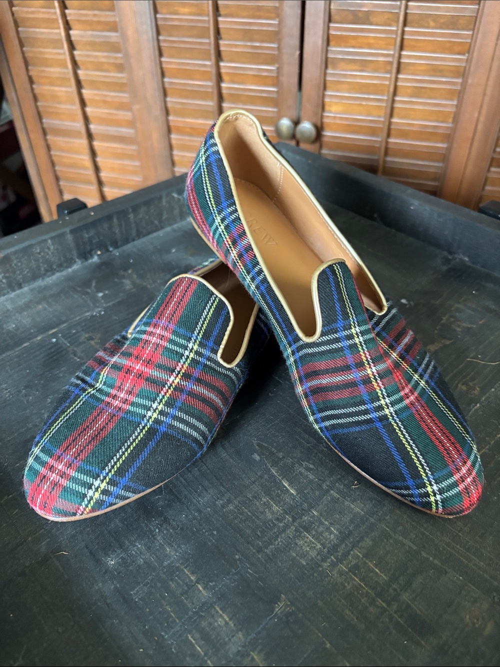 Plaid Slip-On Women’s where Loafers in Red and Black